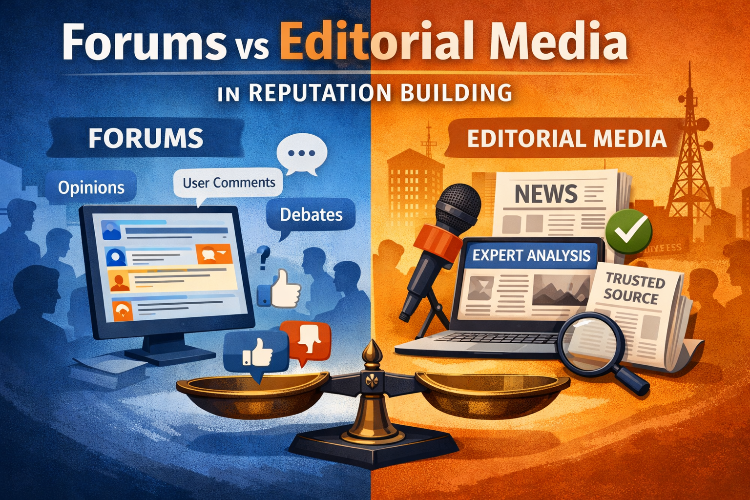 Forums vs Editorial Media in Reputation Building